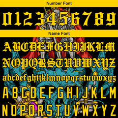 Benutzerdefinierte Verlauf Varsity-Jacke. Letterman-Jacke Blaugelb