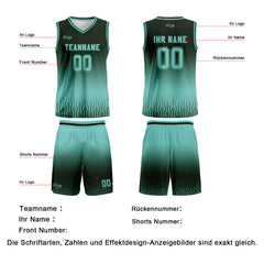 Benutzerdefinierter Olivgrün Blau Farbverlauf Basketball Jersey Uniform Anzug gedruckt Ihr Logo Name Nummer