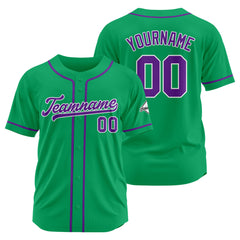 Benutzerdefinierte Authentisch Baseball-Trikot Grün- Lila