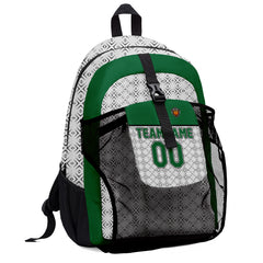 Anpassen Grün Weiß Sport Rucksäcke Mit Personalisiert Namen, Zahlen und Logos