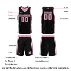 Benutzerdefinierte Schwarz Rosa Reversible Basketball Jersey Personalisierte Drucken Name Nummer Logo