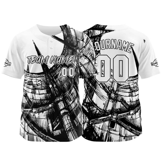 Benutzerdefinierte Baseball Jersey Personalisierte Baseball Shirt genäht und Druck Weiß