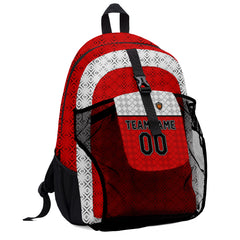 Anpassen Rot Weiß Sport Rucksäcke Mit Personalisiert Namen, Zahlen und Logos