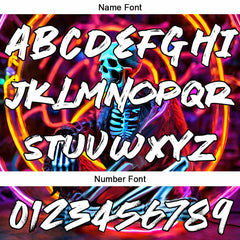 Benutzerdefinierter Sweatshirt-Hoodie für Mann, Frau, Mädchen, Junge. Drucken Sie Ihr Logo, Ihren Namen und Ihre Nummer Neon Skelett