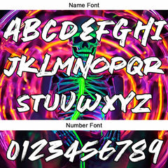 Benutzerdefinierter Sweatshirt-Hoodie für Mann, Frau, Mädchen, Junge. Drucken Sie Ihr Logo, Ihren Namen und Ihre Nummer Neon Skelett