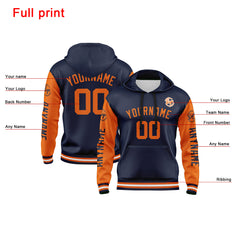 Benutzerdefiniert Marine Orange Hoodie Personalisiert Männer Pullover Hoodie Gedruckt Team Name Number Logo für Frauen