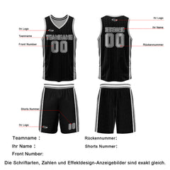Benutzerdefinierte Schwarz Grau Reversible Basketball Jersey Personalisierte Drucken Name Nummer Logo
