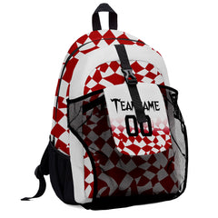 Anpassen Rot Weiß Sport Rucksäcke Mit Personalisiert Namen, Zahlen und Logos