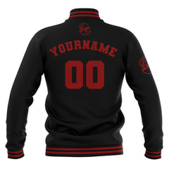 Benutzerdefiniert Schwarz Rot Wasserdichte Varsity Jacken Personalisiert genäht Name Nummer Logo zu Letterman Jacken