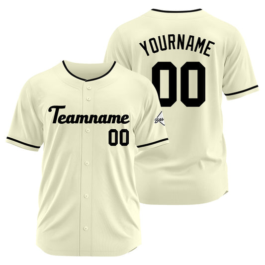 Benutzerdefinierte Authentisch Baseball-Trikot Creme-Schwarz