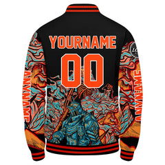 Maßgeschneiderte Orange Letterman Varsity Jacket Individuelle Stickerei Druck nach Ihrem Wunsch