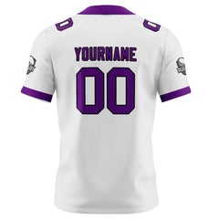 Benutzerdefinierte Weiß Lila Fußball Trikots Personalisierter Name Nummer Logo