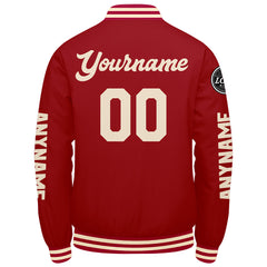Maßgeschneiderte Rot Creme Letterman Varsity Jacket Individuelle Stickerei Druck nach Ihrem Wunsch