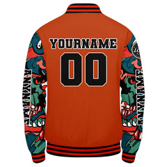 Maßgeschneiderte Orange Letterman Varsity Jacket Individuelle Stickerei Druck nach Ihrem Wunsch