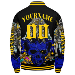 Maßgeschneiderte Königliches Gelb Letterman Varsity Jacket Individuelle Stickerei Druck nach Ihrem Wunsch