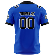 Benutzerdefinierte Blau Schwarz Fußball Trikots Personalisierter Name Nummer Logo