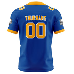 Benutzerdefinierte Blau Gelb Fußball Trikots Personalisierter Name Nummer Logo