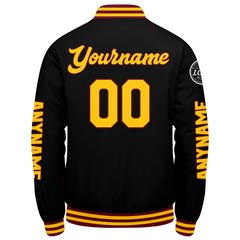 Maßgeschneiderte Crimson Schwarz Gelb Letterman Varsity Jacket Individuelle Stickerei Druck nach Ihrem Wunsch