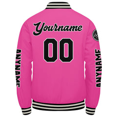 Maßgeschneiderte Rosa Letterman Varsity Jacket Individuelle Stickerei Druck nach Ihrem Wunsch
