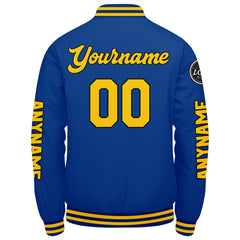 Maßgeschneiderte Königliche Gelb Letterman Varsity Jacket Individuelle Stickerei Druck nach Ihrem Wunsch