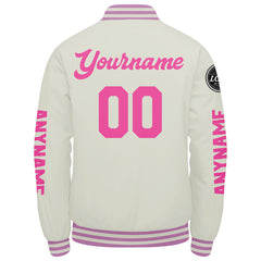Maßgeschneiderte Creme Letterman Varsity Jacket Individuelle Stickerei Druck nach Ihrem Wunsch