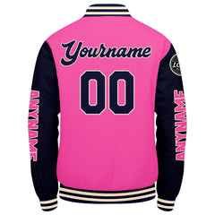 Maßgeschneiderte Rosa Marine Letterman Varsity Jacket Individuelle Stickerei Druck nach Ihrem Wunsch
