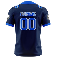 Benutzerdefinierte Marine Blau Fußball Trikots Personalisierter Name Nummer Logo