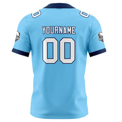 Benutzerdefinierte Blau Marine Fußball Trikots Personalisierter Name Nummer Logo