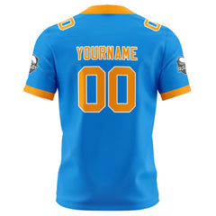 Benutzerdefinierte Blau Orange Fußball Trikots Personalisierter Name Nummer Logo