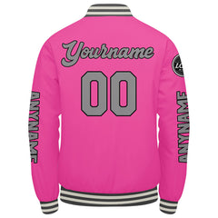 Maßgeschneiderte Rosa Letterman Varsity Jacket Individuelle Stickerei Druck nach Ihrem Wunsch
