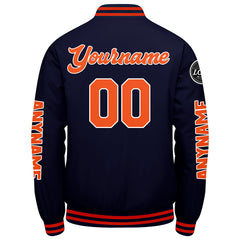 Maßgeschneiderte Marine Orange Letterman Varsity Jacket Individuelle Stickerei Druck nach Ihrem Wunsch