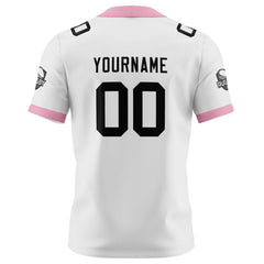 Benutzerdefinierte Weiß Rosa Fußball Trikots Personalisierter Name Nummer Logo