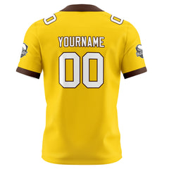 Benutzerdefinierte Gelb Braun Fußball Trikots Personalisierter Name Nummer Logo