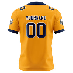 Benutzerdefinierte Gelb Blau Fußball Trikots Personalisierter Name Nummer Logo