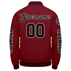 Maßgeschneiderte Crimson Schwarz Letterman Varsity Jacket Individuelle Stickerei Druck nach Ihrem Wunsch