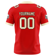 Benutzerdefinierte Rot Creme Fußball Trikots Personalisierter Name Nummer Logo