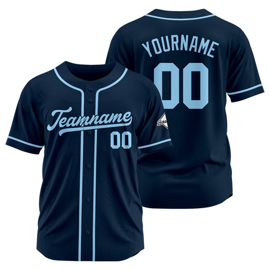 Benutzerdefinierte Authentisch Baseball-Trikot Marine-Hellblau