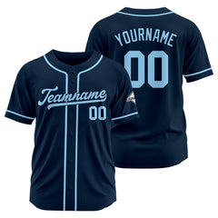 Benutzerdefinierte Authentisch Baseball-Trikot Marine-Hellblau