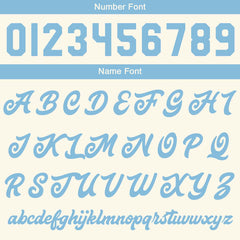 Maßgeschneiderte Creme Weiß Blau Letterman Varsity Jacket Individuelle Stickerei Druck nach Ihrem Wunsch