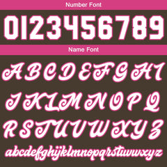 Maßgeschneiderte Braun Rosa Letterman Varsity Jacket Individuelle Stickerei Druck nach Ihrem Wunsch