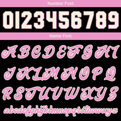 Maßgeschneiderte Schwarz Rosa Letterman Varsity Jacket Individuelle Stickerei Druck nach Ihrem Wunsch