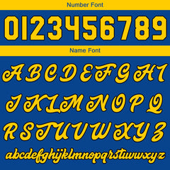 Benutzerdefinierte Verlauf Varsity-Jacke. Letterman-Jacke Royal Gelb