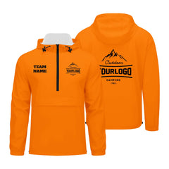 Anpassbare Orange Winddichte Softshell Kapuzenjacke - Vollverschluss, Logo- & Text-Druck