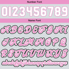 Maßgeschneiderte Hellgrau Rosa Letterman Varsity Jacket Individuelle Stickerei Druck nach Ihrem Wunsch