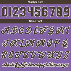 Maßgeschneiderte Lila Braun Letterman Varsity Jacket Individuelle Stickerei Druck nach Ihrem Wunsch