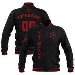 Benutzerdefiniert Schwarz Rot Wasserdichte Varsity Jacken Personalisiert genäht Name Nummer Logo zu Letterman Jacken