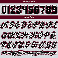 Maßgeschneiderte Hellgrau Rot Letterman Varsity Jacket Individuelle Stickerei Druck nach Ihrem Wunsch