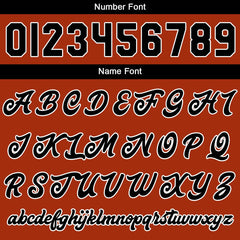 Maßgeschneiderte Orange Schwarz Letterman Varsity Jacket Individuelle Stickerei Druck nach Ihrem Wunsch