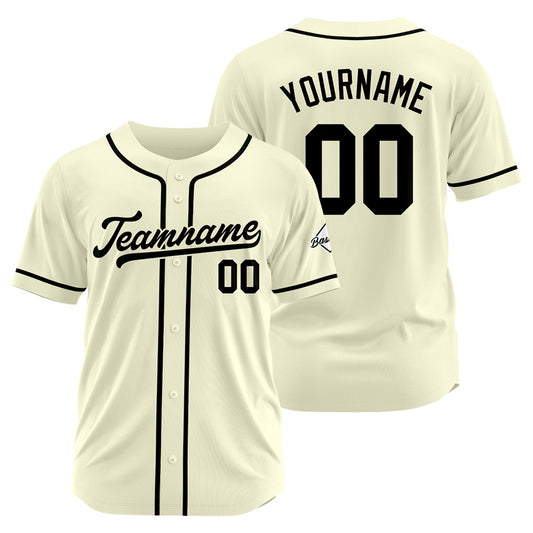 Benutzerdefinierte Authentisch Baseball-Trikot Creme-Schwarz