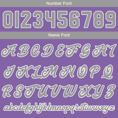 Maßgeschneiderte Lila Hellgrau Letterman Varsity Jacket Individuelle Stickerei Druck nach Ihrem Wunsch